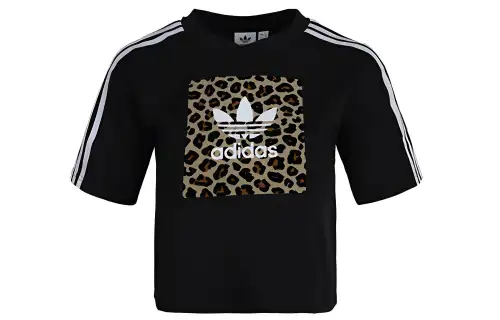 Adidas Originals Crop Tops Women's Black Crew Neck Moderate