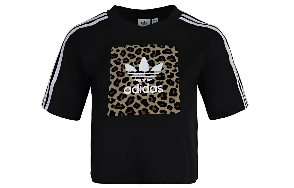 Adidas Originals Crop Tops Women's Black Crew Neck Moderate
