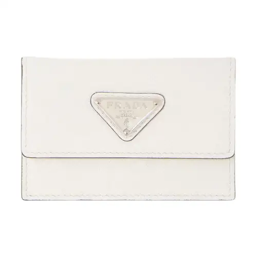 PRADA Saffiano Leather Card Holder Men's White