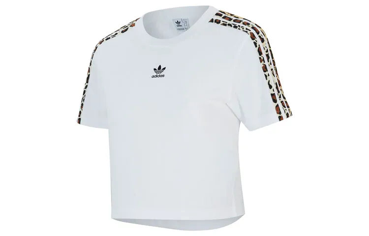 Adidas Originals Crop Tops Women's White Crew Neck Moderate