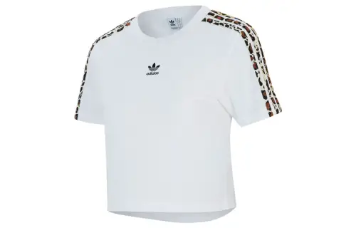 Adidas Originals Crop Tops Women's White Crew Neck Moderate