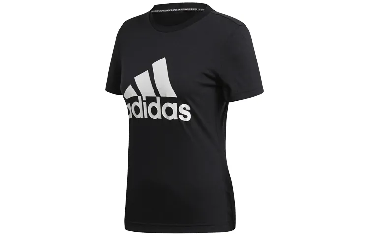 Adidas T-Shirts Women's Black Crew Neck Moderate Straight Fit