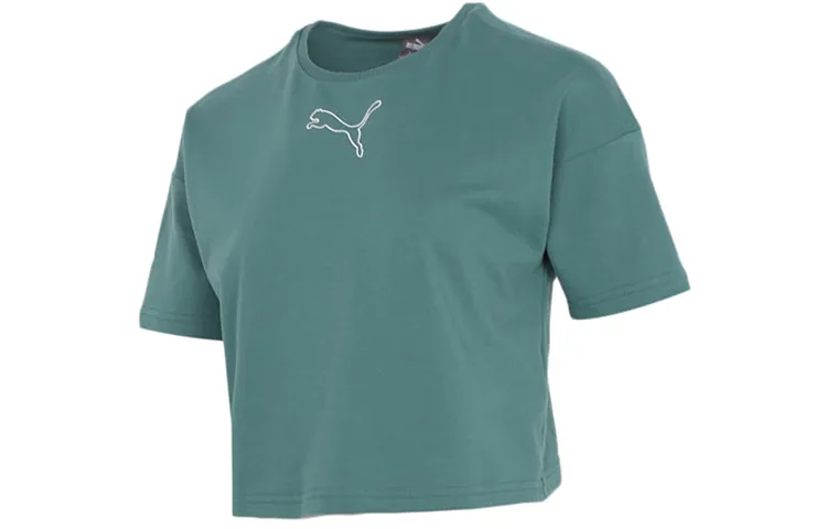 PUMA Crop Tops Women's Green Crew Neck Moderate