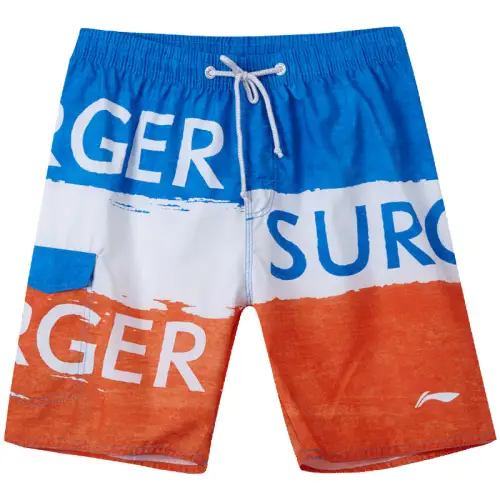 Li Ning Beach Shorts Men's Blue Orange Set