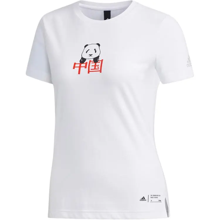 Adidas T-Shirts Women's White Crew Neck Moderate Straight Fit