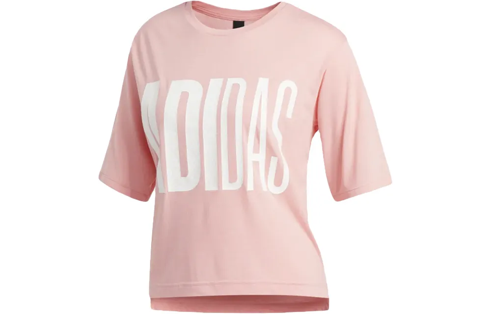 Adidas T-Shirts Women's Pink Crew Neck Moderate