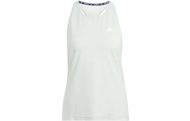 Adidas Running Tank Tops Women's Green Crew Neck Moderate Straight Fit