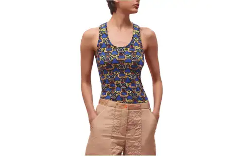 HERMES Tank Tops Women's Blue Straight Fit
