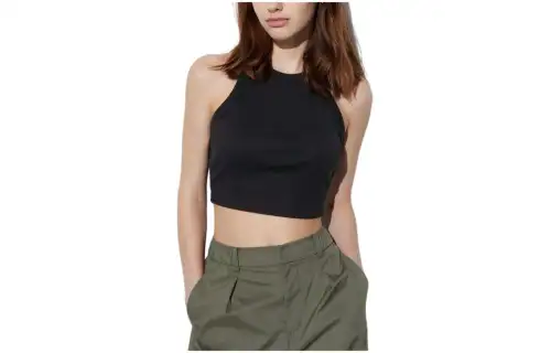 UNIQLO Tank Tops Women's Black Crew Neck Moderate Other
