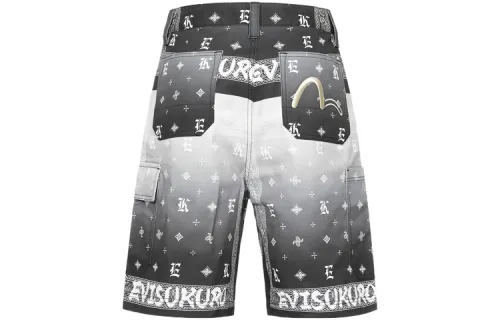 EVISU Casual Shorts Men's Black All Over Print Moderate