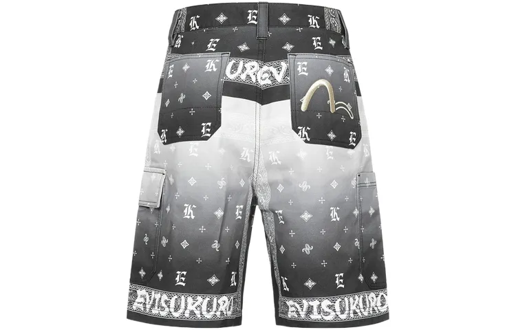 EVISU Casual Shorts Men's Black All Over Print Moderate