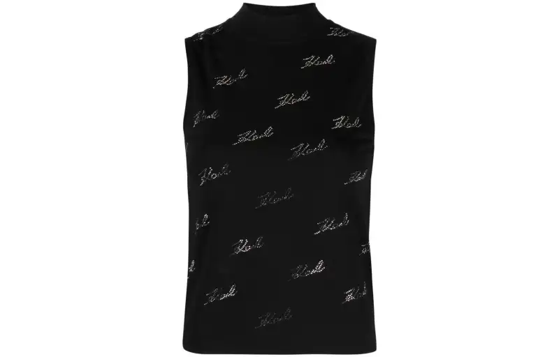 KARL LAGERFELD Rhinestone-embellished Sleeveless Blouse