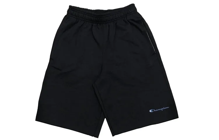 Champion Leg Opening Handwritten Logo Pattern Fleece Lined Sports Shorts US Version Unisex Navy Blue