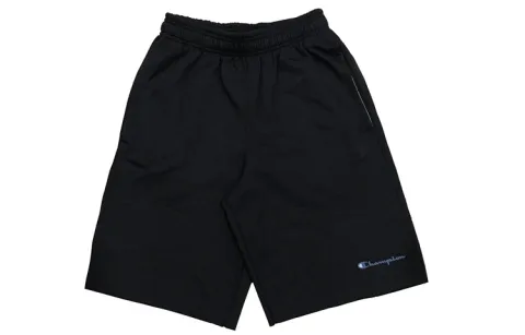 Champion Leg Opening Handwritten Logo Pattern Fleece Lined Sports Shorts US Version Unisex Navy Blue