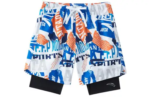 Anta Swimming Shorts Men's Pure White/Clear Sapphire Blue/Deep Sea Blue/Beach Orange