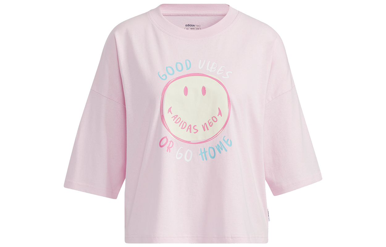 Женская футболка adidas neo Smiley Print (розовая)