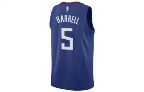 Nike NBA Number Letter Print SW Fan Edition Harrell No. 5 Clippers Team Limited SW Jersey Basketball Vest Men's Blue