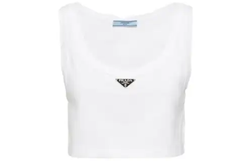 Prada triangle-logo crop top