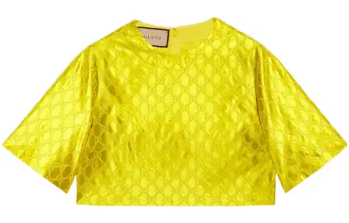 GUCCI Crop Tops Women's Lemon Crew Neck Moderate