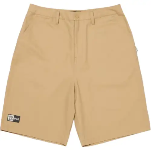 Vans Asian artist joint model Bolin letter versatile button mid-waist three-quarter casual shorts men's colored sand