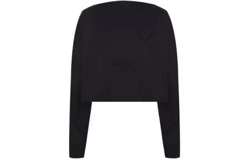 PRADA Crop Tops Women's Black Half Turtleneck Moderate