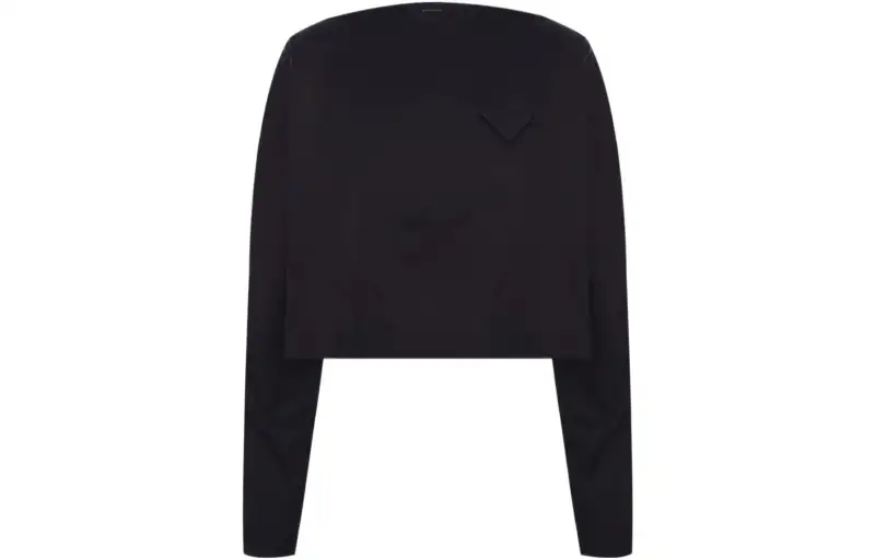 PRADA Crop Tops Women's Black Half Turtleneck Moderate