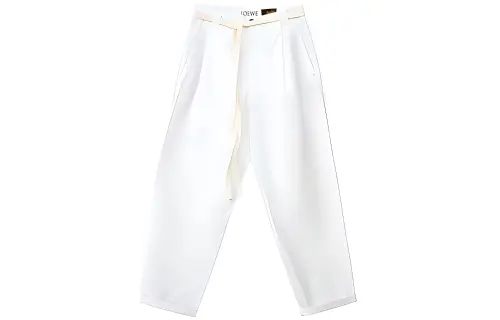 LOEWE Casual Pants Men's White Moderate Straight Fit Pants