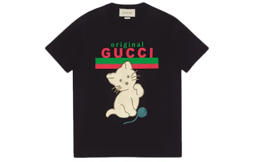 GUCCI T Shirts Women's Black Crew Neck Moderate Straight Fit