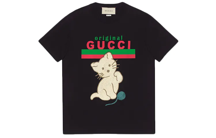 GUCCI T Shirts Women's Black Crew Neck Moderate Straight Fit