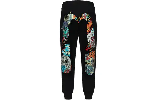 EVISU Casual Pants Men's Black Moderate Cuffed Pants