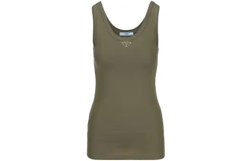 PRADA Tank Tops Women's Green Crew Neck Moderate Other