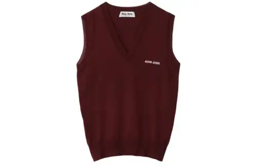 MIU MIU Tank Tops Women's Red V Neck Moderate Other