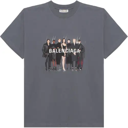 Balenciaga Drop Shoulder Sleeve T Shirt Women's Gray