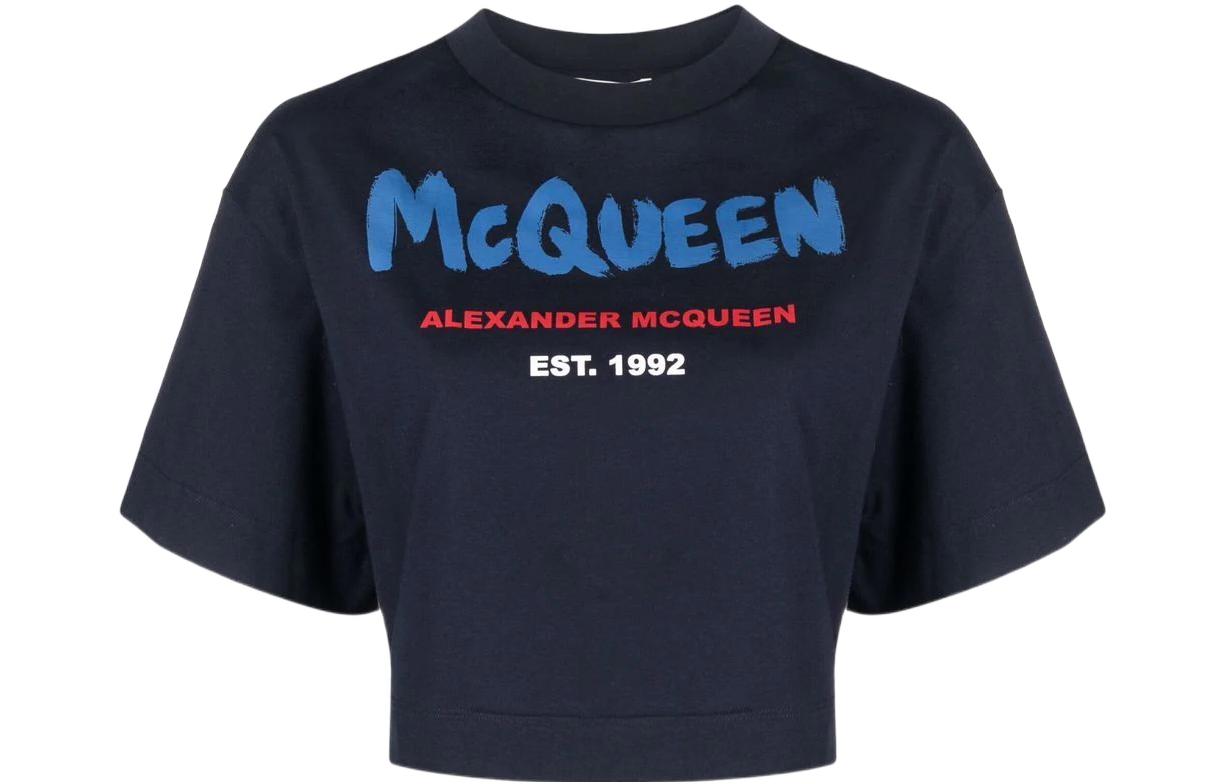 Женская футболка Alexander McQueen (синяя)