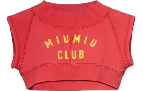 MIU MIU Crop Tops Women's Red Crew Neck Moderate