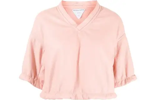 Bottega Veneta Crop Tops Women's Pink V Neck Moderate