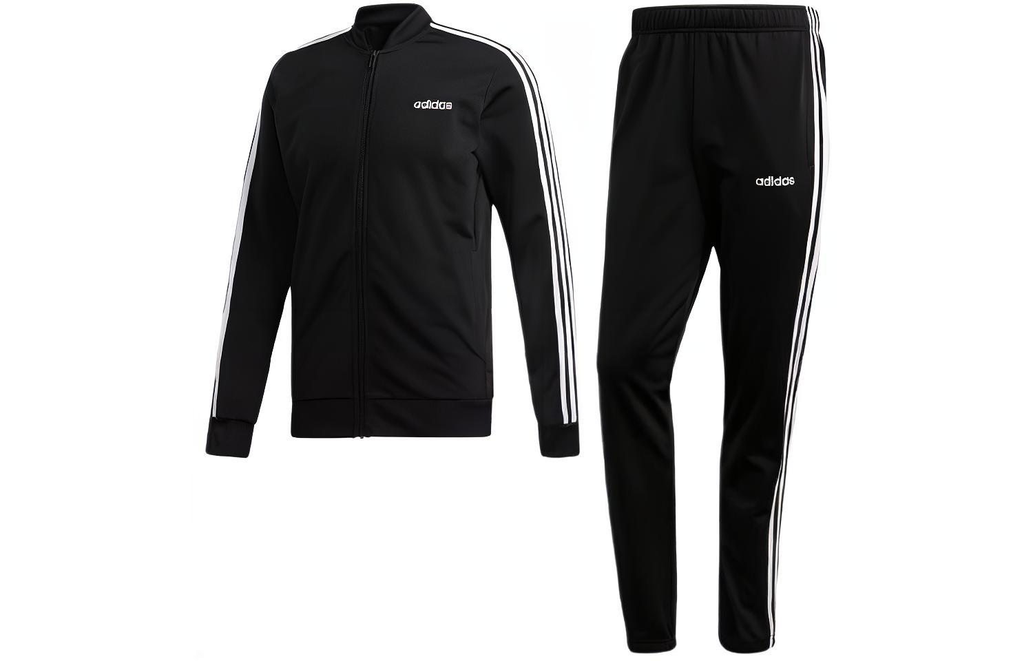 Adidas, jacket with zipper, trousers, black sports suit, with your logo imprint, Japanese version, men's style