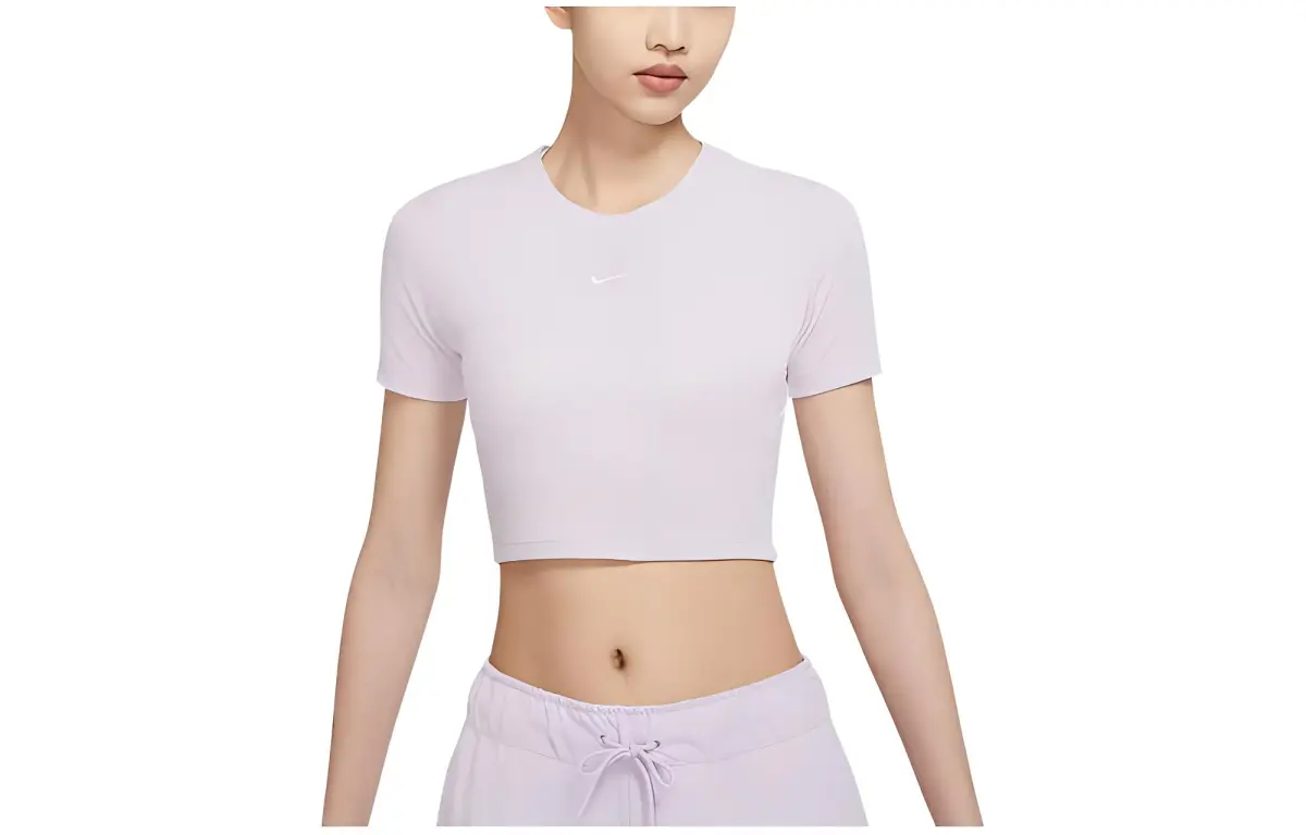 Nike Sportswear Essentials Crop Tops Women's Purple Crew Neck Moderate