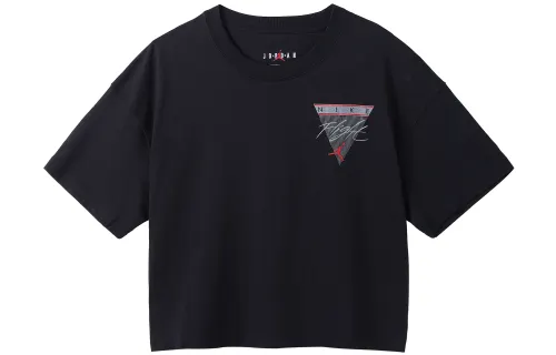 Jordan Crop Tops Women's Black Crew Neck Moderate