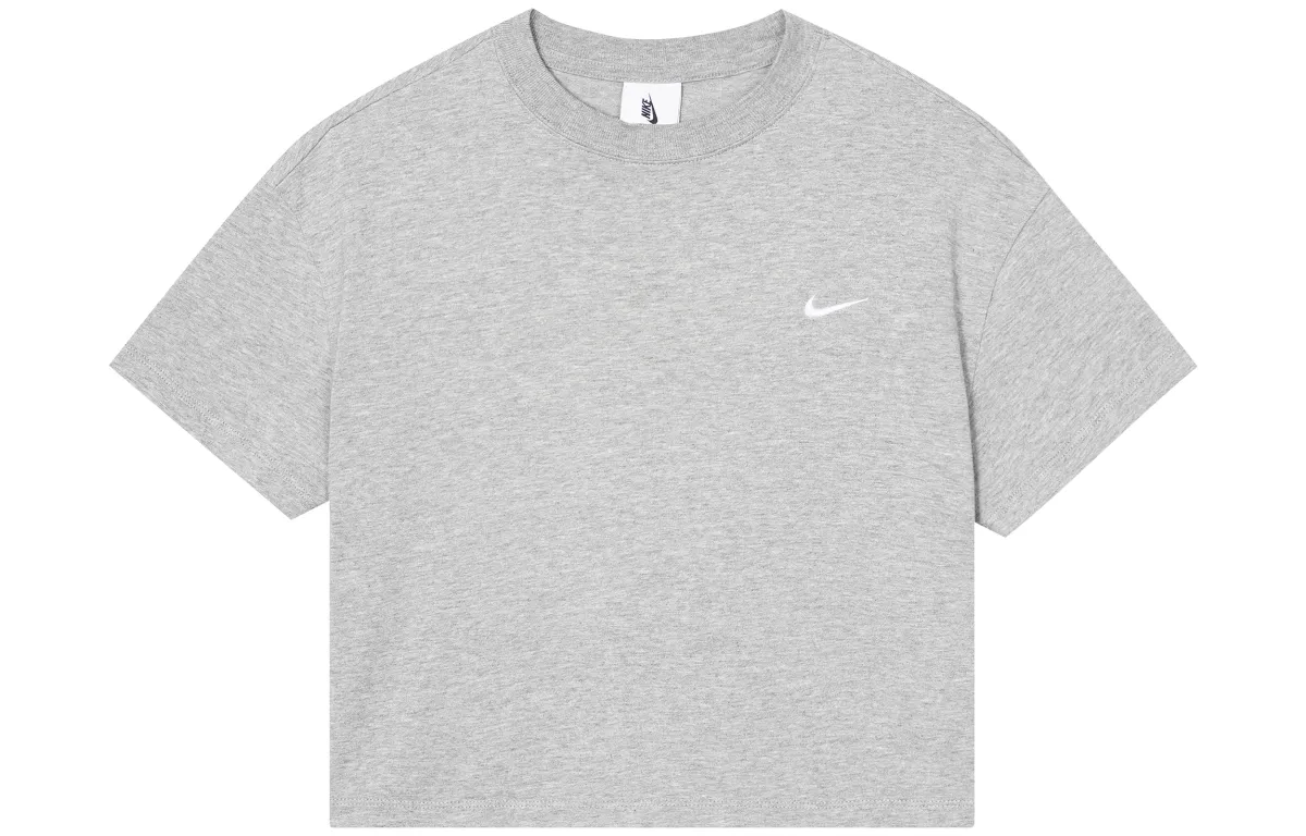 Nike Crop Tops Women's Gray Crew Neck Moderate