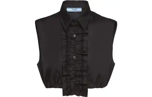 PRADA Crop Tops Women's Black Lapel Moderate