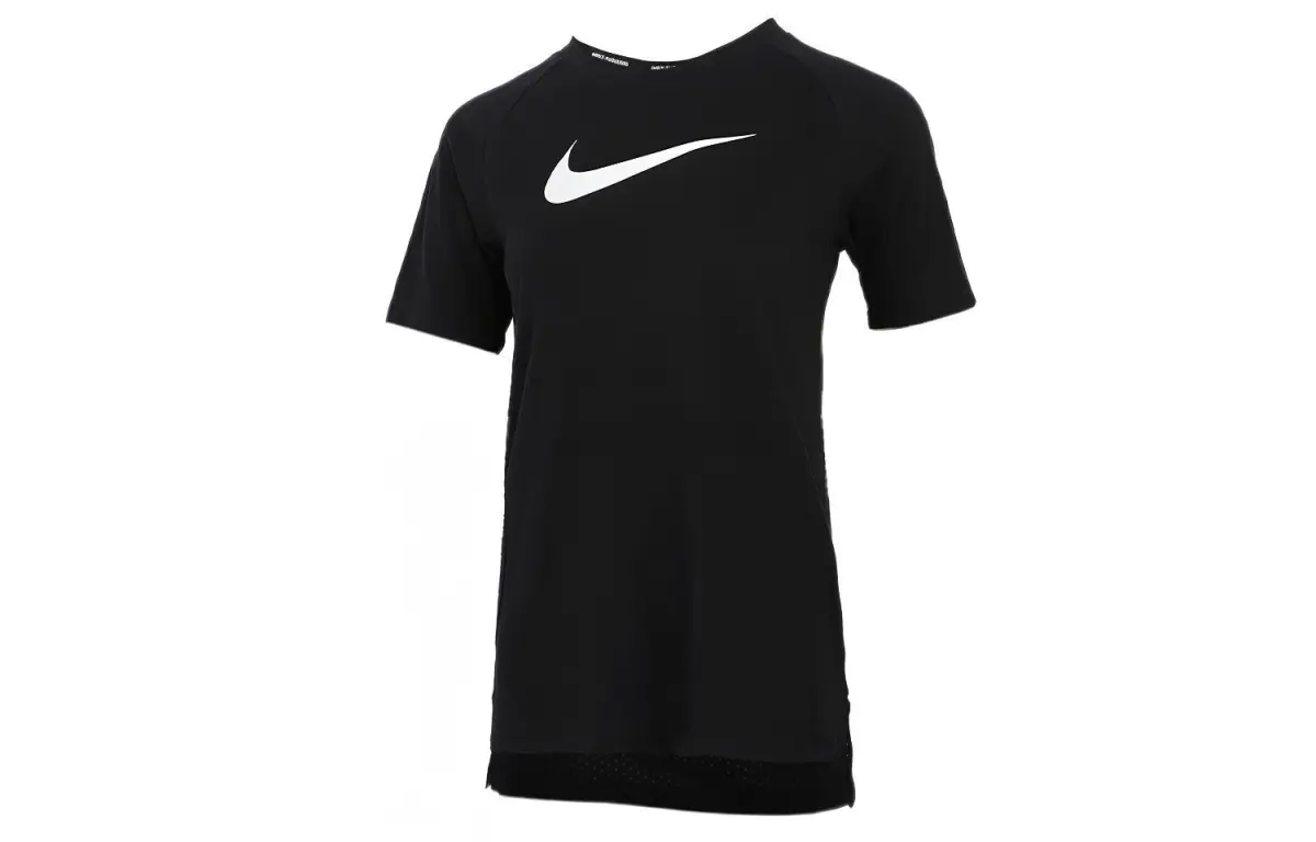 Nike T-Shirts Women's Black Crew Neck Moderate Straight Fit