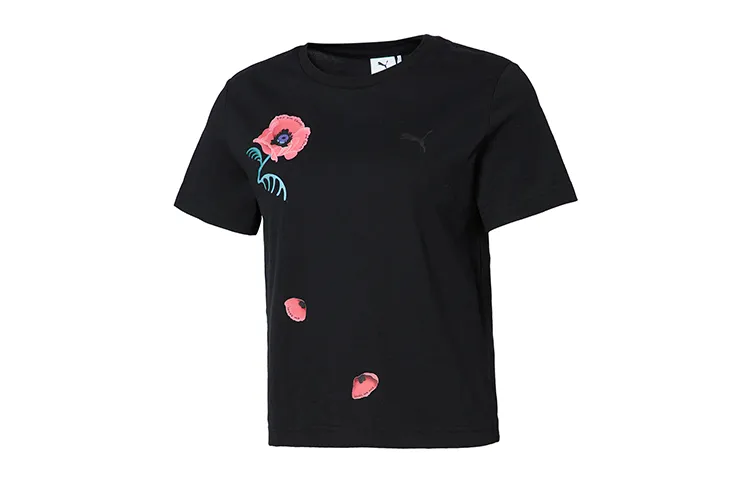 PUMA X Sue Tsai T-Shirts Women's Black Crew Neck Moderate Straight Fit