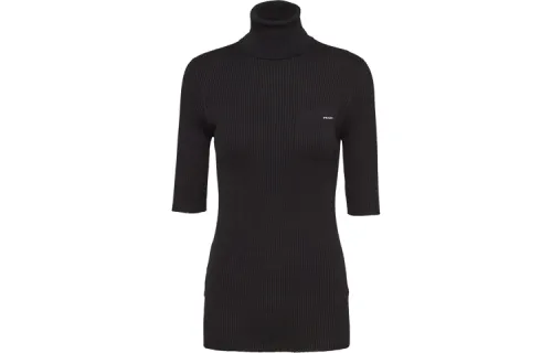 PRADA Crop Tops Women's Black Turtleneck Moderate