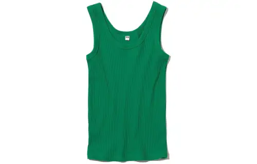UNIQLO Tank Tops Women's Turquoise Crew Neck Moderate Straight Fit