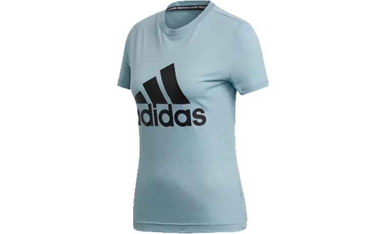Adidas T-Shirts Women's Blue Crew Neck Moderate Straight Fit