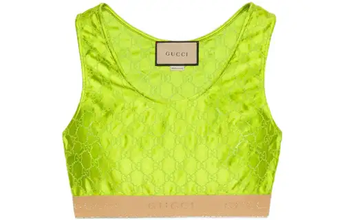 GUCCI Gg Embroidered Silk Vest Green