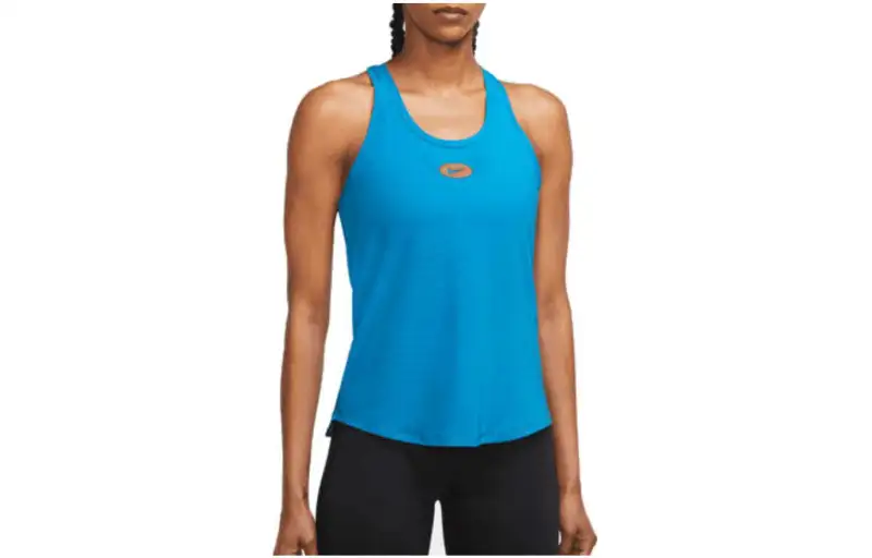 Nike Tank Tops Women's Blue Crew Neck Moderate Straight Fit