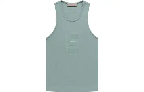 Fear of God Essentials Drop2 SS23 Womens Waffle Tank sycamore Solid Color Vintage Label Knit Camisole Women's Haze Blue
