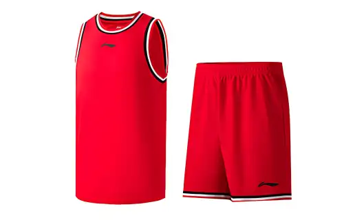 Li Ning, basketball breathable short sleeve T-shirt with a round collar, shorts, basketball uniform for training, set, absorbs sweat and smell, men's style